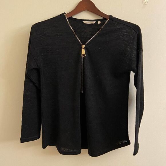 Soft Surroundings Sweaters - Soft Surrounding Black Valentina Zip Sweater Small
